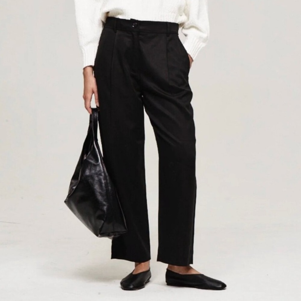 The Reset R Label Black Slouchy Crop Linen Blend Trouser Pants Size M